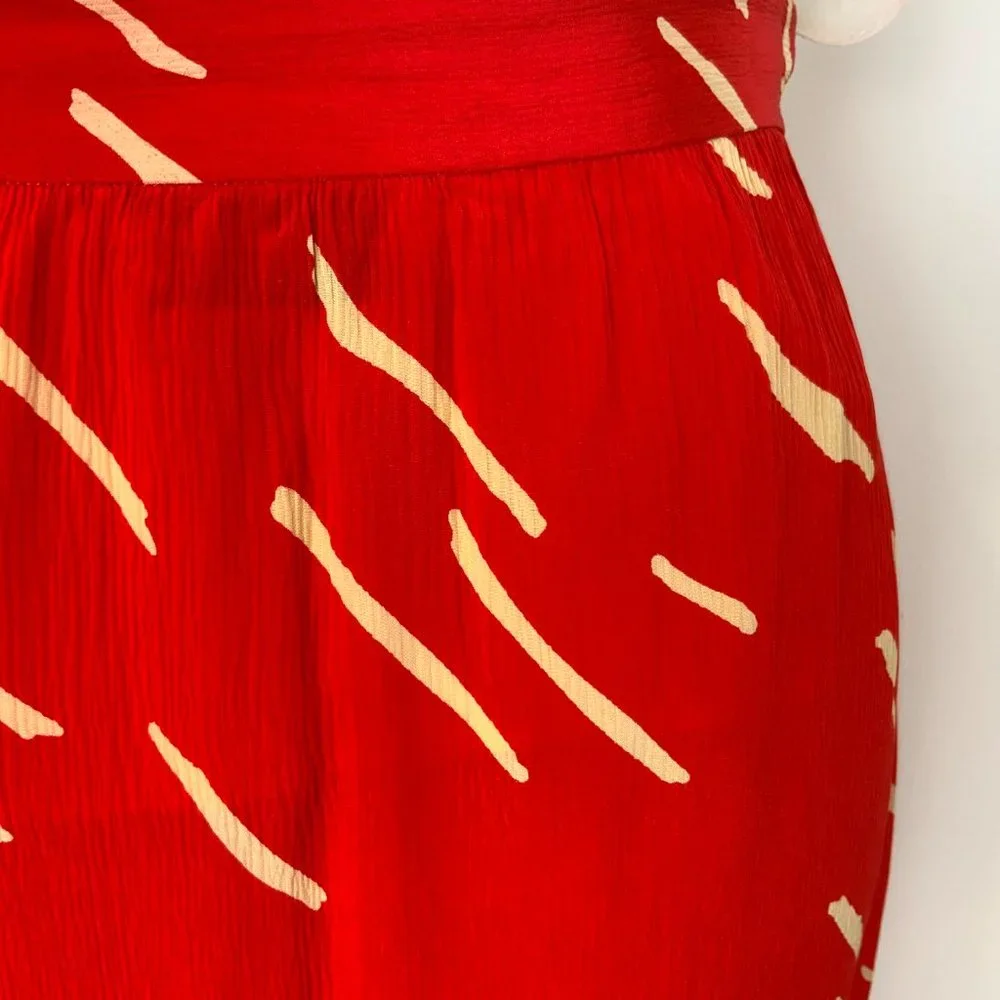 Vintage Christian Dior Red  Silk Wrap Front Midi Skirt Luxury Size 10 - Picture 8 of 16